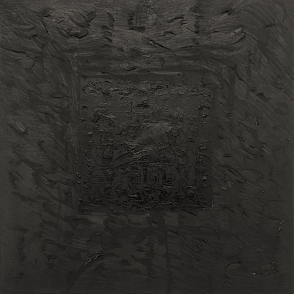 Jochen P. Heite: Komposition, o.T. [#7], 2014/15, 
Pigment gesiebt, Graphit, Ölkreide, Öl auf Leinwand, 100 x 100 cm

